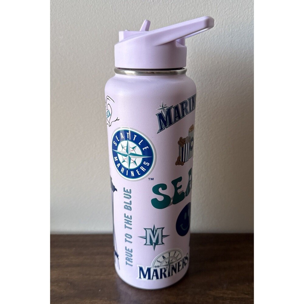 MLB Seattle Mariners 34oz. Quencher Bottle Flip Top Lid NWT Stickers Pink